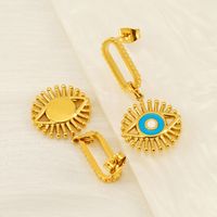 1 Pair IG Style Retro Simple Style Eye Plating 304 Stainless Steel 18K Gold Plated Drop Earrings main image 5