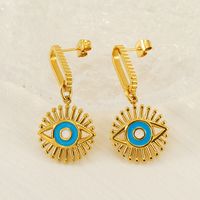 1 Pair IG Style Retro Simple Style Eye Plating 304 Stainless Steel 18K Gold Plated Drop Earrings main image 1
