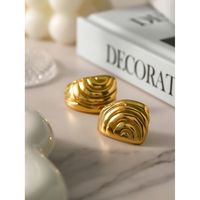 1 Pair IG Style Simple Style Spiral 316 Stainless Steel  18K Gold Plated Ear Studs main image 5