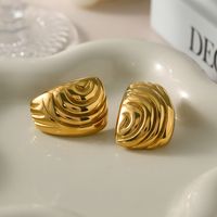 1 Pair IG Style Simple Style Spiral 316 Stainless Steel  18K Gold Plated Ear Studs main image 1