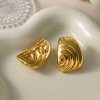 1 Pair IG Style Simple Style Spiral 316 Stainless Steel  18K Gold Plated Ear Studs main image 3