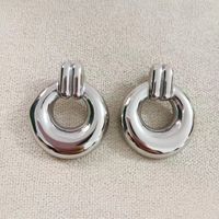 1 Pair Modern Style Classic Style Circle Plating 304 Stainless Steel 18K Gold Plated Drop Earrings main image 4