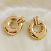 1 Pair Modern Style Classic Style Circle Plating 304 Stainless Steel 18K Gold Plated Drop Earrings main image 5