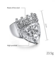 Casual Simple Style Lion Crown 304 Stainless Steel Inlay Rhinestones 18K Gold Plated Unisex Rings main image 2