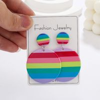 1 Pair Casual Simple Style Round Rainbow Arylic Drop Earrings main image 1