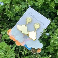 1 Pair Casual Simple Style Clouds Patchwork Arylic Drop Earrings main image 7
