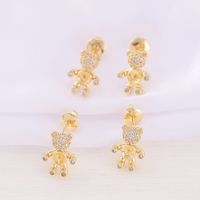 1 Pair 10*14mm Copper Zircon 18K Gold Plated Bear Polished Earring Findings main image 5