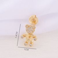 1 Pair 10*14mm Copper Zircon 18K Gold Plated Bear Polished Earring Findings main image 2