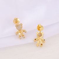 1 Pair 10*14mm Copper Zircon 18K Gold Plated Bear Polished Earring Findings main image 3