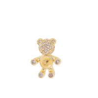 1 Pair 10*14mm Copper Zircon 18K Gold Plated Bear Polished Earring Findings main image 7