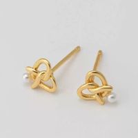 1 Pair Simple Style Heart Shape Inlay Sterling Silver Pearl Ear Studs main image 4