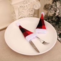Christmas Decorations Mini Christmas Hat Wine Bottle Set Brushed Cloth Knife Set Nhmv155559 sku image 3