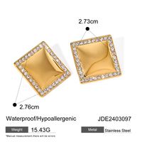 1 Pair IG Style Simple Style Square Inlay 316 Stainless Steel  Zircon 18K Gold Plated Ear Studs main image 2