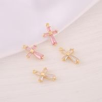 1 Piece 12 * 18mm Copper Zircon 18K Gold Plated Cross Polished Pendant main image 1