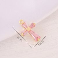 1 Piece 12 * 18mm Copper Zircon 18K Gold Plated Cross Polished Pendant main image 2