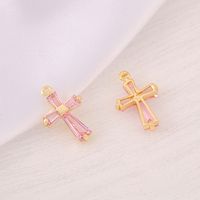 1 Piece 12 * 18mm Copper Zircon 18K Gold Plated Cross Polished Pendant main image 5