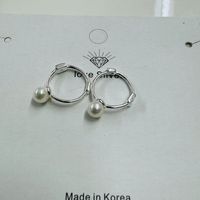 1 Pair Simple Style Round Inlay Sterling Silver Pearl Earrings main image 1