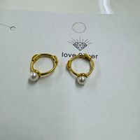 1 Pair Simple Style Round Inlay Sterling Silver Pearl Earrings sku image 4