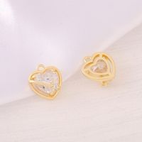 1 Piece 11*13mm Copper Zircon 18K Gold Plated Heart Shape Polished Pendant main image 6