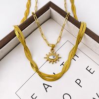 304 Stainless Steel 18K Gold Plated Simple Style Irregular Eye Zircon Pendant Necklace main image 6