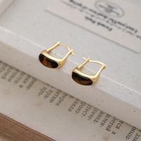 1 Pair Simple Style Geometric Inlay Sterling Silver Agate Earrings sku image 2