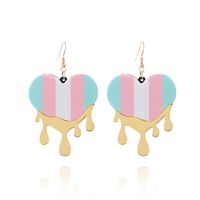 1 Pair Cute Lady Sweet Rainbow Heart Shape Heart Arylic Drop Earrings main image 1
