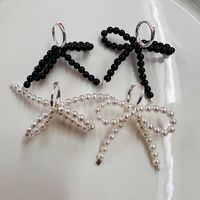 1 Pair Sweet Simple Style Bow Knot Pearl Sterling Silver Drop Earrings main image 1