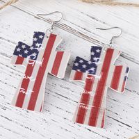 1 Pair Retro Cross National Flag Pu Leather Drop Earrings main image 4