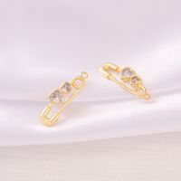 1 Piece 7 * 21mm Copper Zircon 18K Gold Plated Pin Heart Shape Polished Pendant main image 5