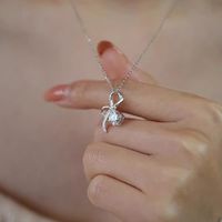 Wholesale Elegant Sweet Simple Style Bow Knot Copper Pendant Necklace main image 4