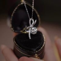 Wholesale Elegant Sweet Simple Style Bow Knot Copper Pendant Necklace main image 3