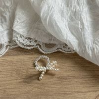 Sterling Silber IG-Stil Lässig Perlen Perle Überzug Bogenknoten Offener Ring sku image 2