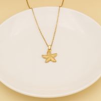 304 Stainless Steel 18K Gold Plated Cute Sweet Commute Polishing Starfish Pendant Necklace main image 6