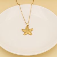 304 Stainless Steel 18K Gold Plated Cute Sweet Commute Polishing Starfish Pendant Necklace main image 4