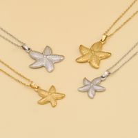 304 Stainless Steel 18K Gold Plated Cute Sweet Commute Polishing Starfish Pendant Necklace main image 1
