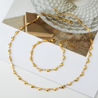 304 Stainless Steel 18K Gold Plated Vintage Style Sweet Commute Heart Shape Bracelets Necklace main image 6