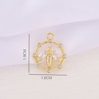 1 Piece 16 * 19mm Copper Zircon 18K Gold Plated Bee Polished Pendant main image 2
