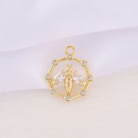 1 Piece 16 * 19mm Copper Zircon 18K Gold Plated Bee Polished Pendant sku image 1