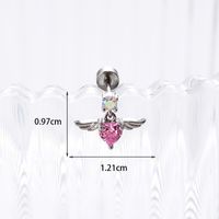 1 Piece IG Style Elegant Lady Heart Shape Wings Inlay Copper Zircon Drop Earrings sku image 2