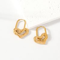 1 Pair Simple Style Heart Shape 316 Stainless Steel  18K Gold Plated Drop Earrings main image 5