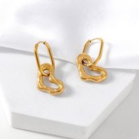 1 Pair Simple Style Heart Shape 316 Stainless Steel  18K Gold Plated Drop Earrings main image 4
