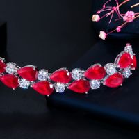 Copper White Gold Plated Rhodium Plated Streetwear Shiny Inlay Water Droplets Rhinestones Zircon Bracelets main image 10