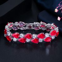 Copper White Gold Plated Rhodium Plated Streetwear Shiny Inlay Water Droplets Rhinestones Zircon Bracelets main image 9