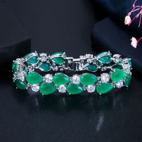 Copper White Gold Plated Rhodium Plated Streetwear Shiny Inlay Water Droplets Rhinestones Zircon Bracelets main image 5