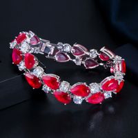 Copper White Gold Plated Rhodium Plated Streetwear Shiny Inlay Water Droplets Rhinestones Zircon Bracelets main image 8