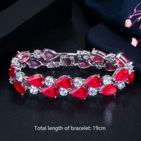 Copper White Gold Plated Rhodium Plated Streetwear Shiny Inlay Water Droplets Rhinestones Zircon Bracelets main image 2