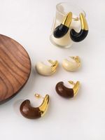 1 Pair Exaggerated Simple Style Geometric Enamel Copper 14K Gold Plated Ear Studs main image 6