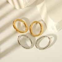 1 Pair IG Style Simple Style O-Shape Plating 316L Stainless Steel  18K Gold Plated Ear Studs main image 3