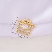 1 Piece 18*17mm Copper Zircon 18K Gold Plated Gift Box Bow Knot Polished Pendant main image 2