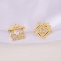 1 Piece 18*17mm Copper Zircon 18K Gold Plated Gift Box Bow Knot Polished Pendant main image 3
